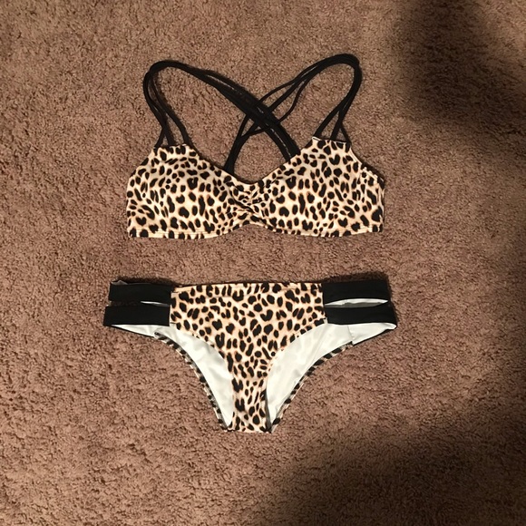 PINK Victoria's Secret Other - Victoria’s Secret PINK Strappy Cheetah Swimsuit
